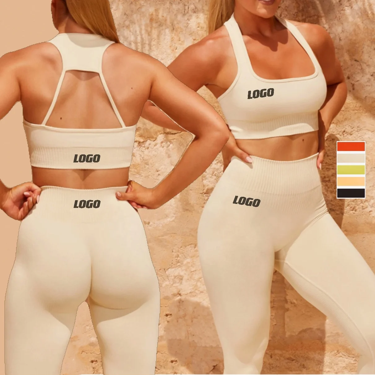 

Women High Waist Seamless Leggings Sport Bra Yoga Set Two Piece Gym Clothing Workout Sportswear, As shown