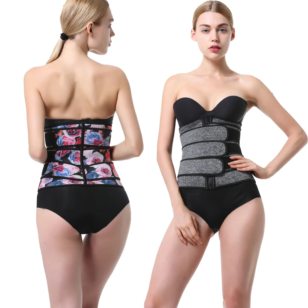 

Wholesale Sweat waist support Waist Trainer Shaper Slimming Tummy corset bustier Custom Logo waist cincher, Black, grey, rose red, rose pattern