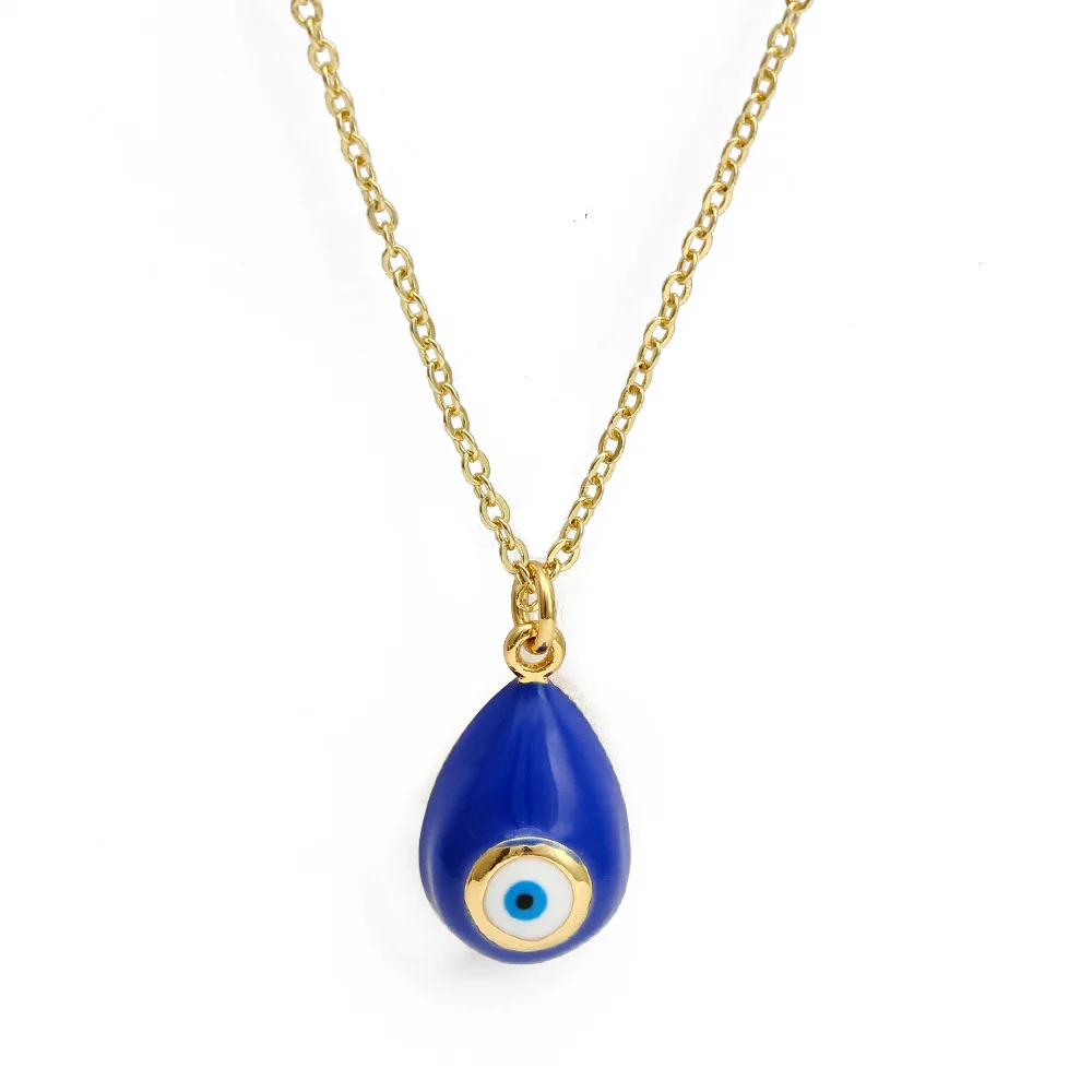 

Best Sale Gold Plated Link Chain Evil Eyes Amulet Pendant Necklace Kabbalah Protect Lucky Evil Eyes Pendant Necklace For Women