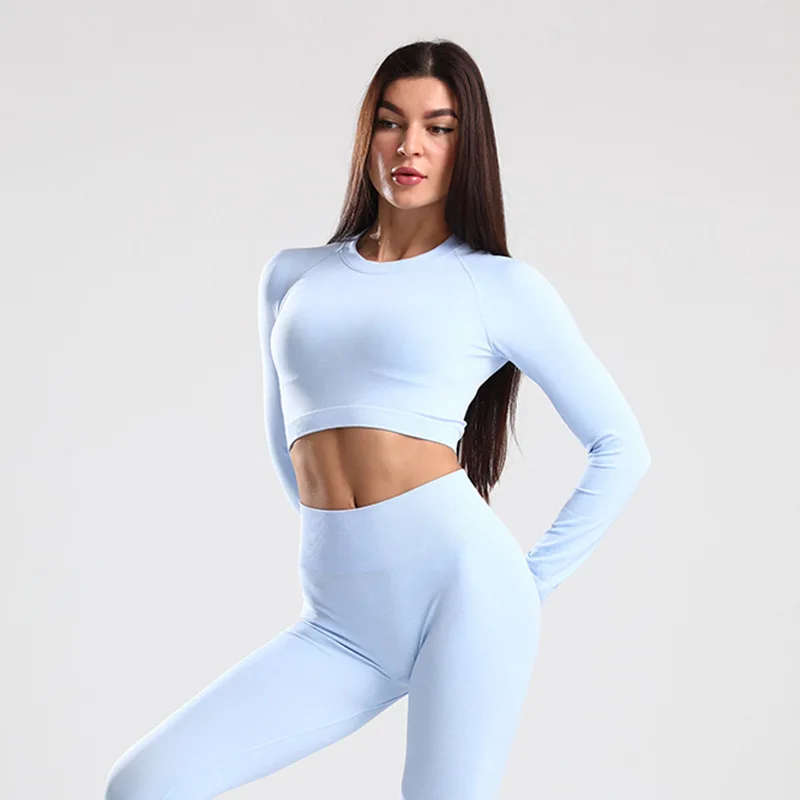 

High waist tight workout wear active apparel athletic custom gym clothing top with leggings set fitness yoga set, Customized colors