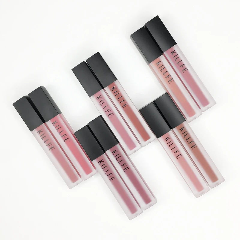 

KILLFE own brand velvet lipgloss oem odm customized logo slim red lip gloss, 20 colors