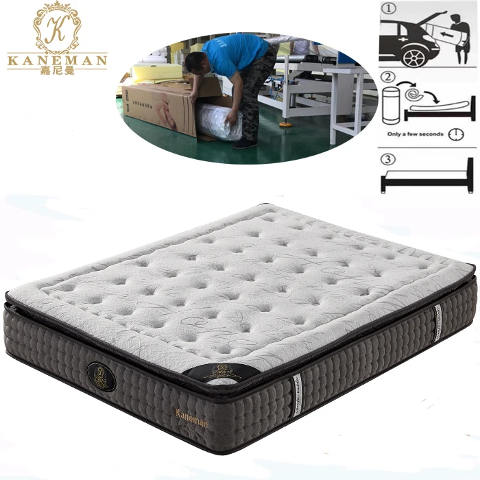 

King size pillow top bed mattress vacuum roll in a box