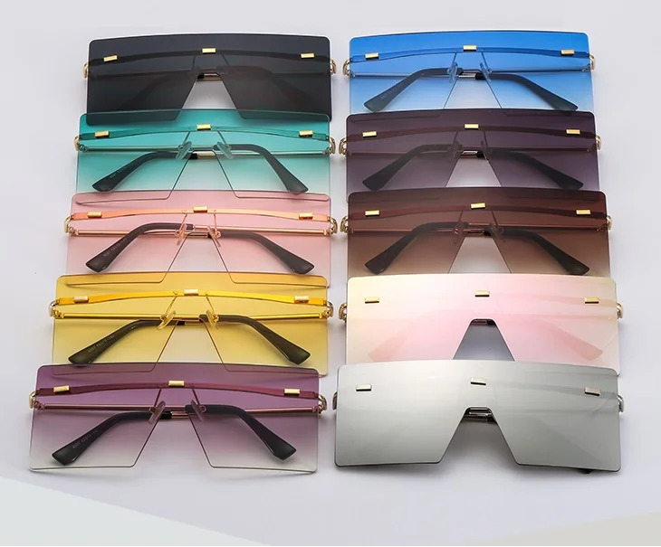 

one pieces oversized rimless square sunglasses women fashion trend 2020 wholesale