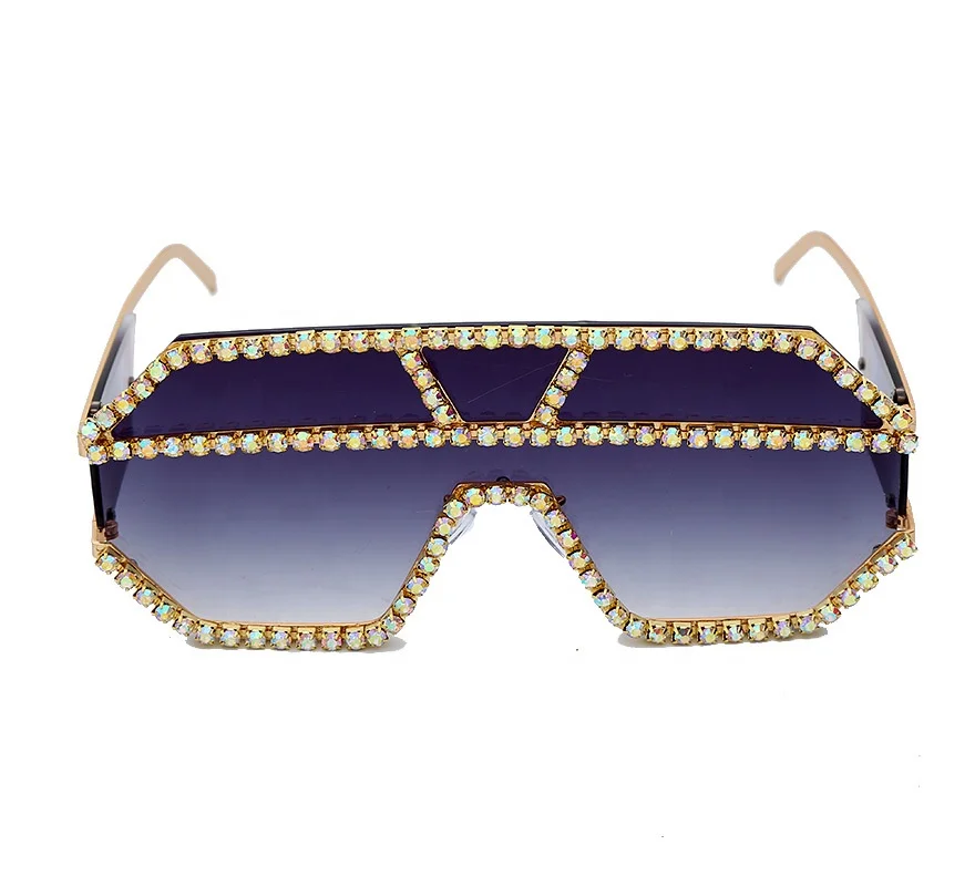 

2021 Wholesale Fashion Oversize Designer Shades Bling Trrendy Women Square Shield Sun Glasses, Diamond Rhinestone Sunglasses/, Custom colors