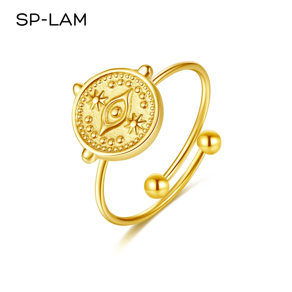 

SP-LAM Vintage Eye Jewelry Band Woman Adjustable Trend  Jewelry Gold Plated Fashion Ring