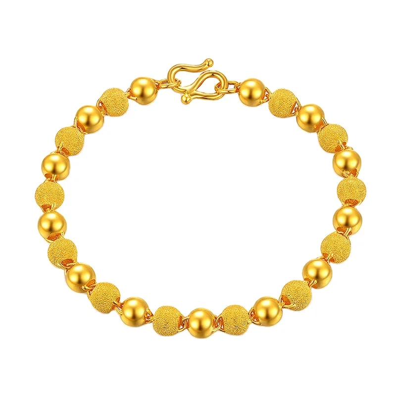

The Same Vietnamese Sand Gold Women'S Bracelet In The Gold Shop Copper-Plated 24K Gold-Plated Matte Smooth Beaded Bracelet