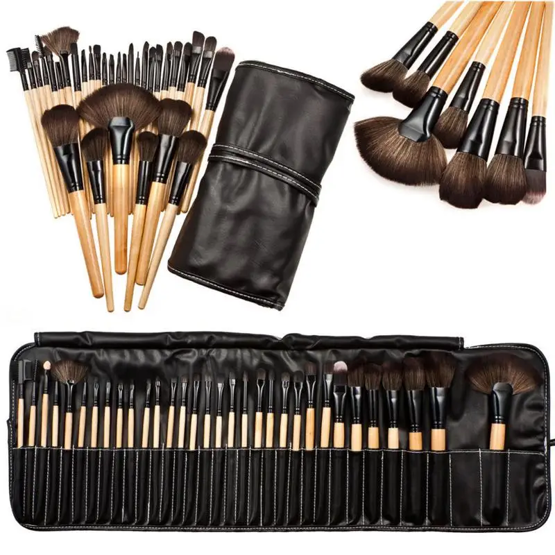 

32pcs Makeup Brushes Brochas Maquillaje Makeup Brush Set Wooden Handle Synthetic Hair Cosmetic Brush, As the picture