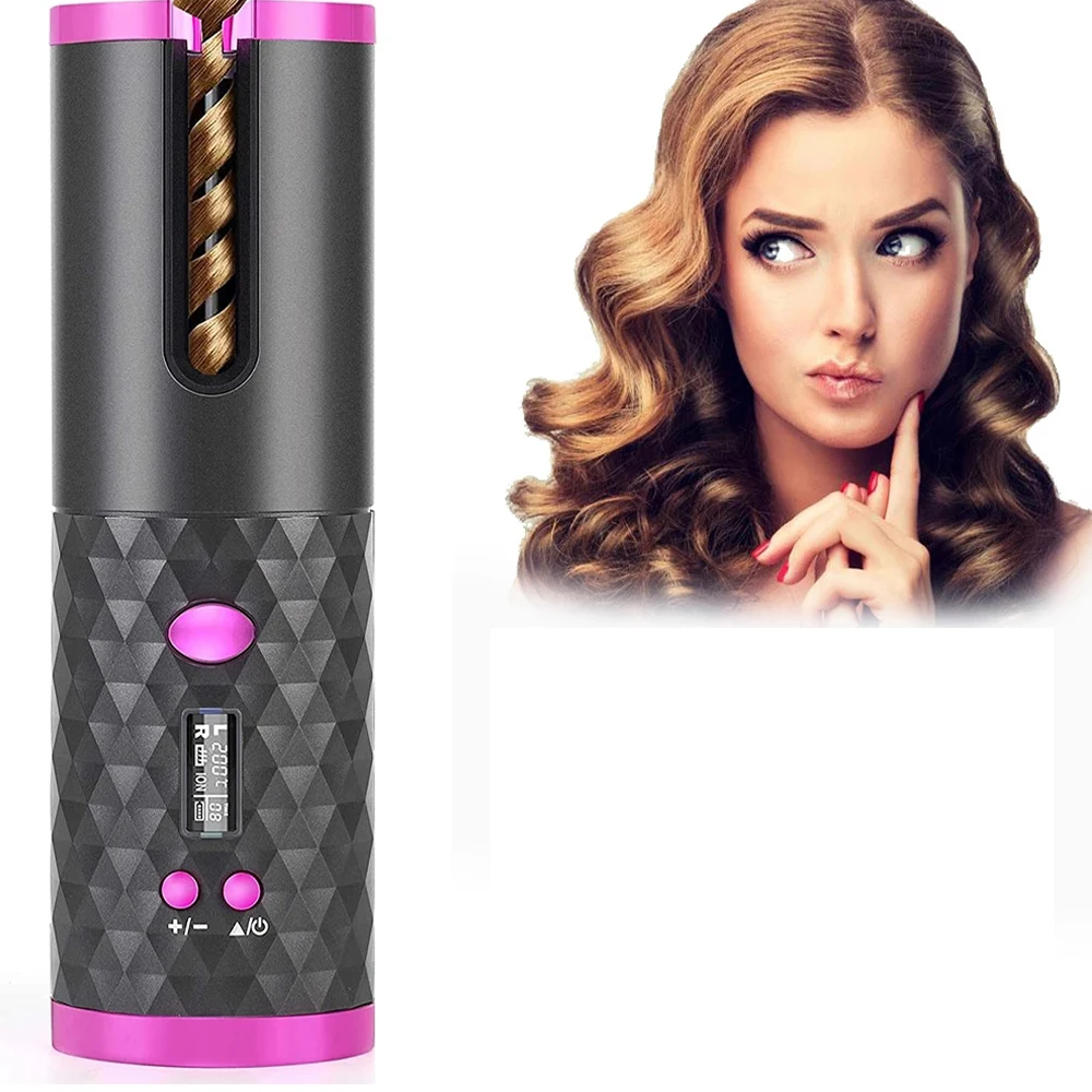 

Automatic Hair Curler Auto Ceramic Curly Rotating Curling Wave Styling Tool Wireless Curling Iron Hair Waver Wand USB Cordless