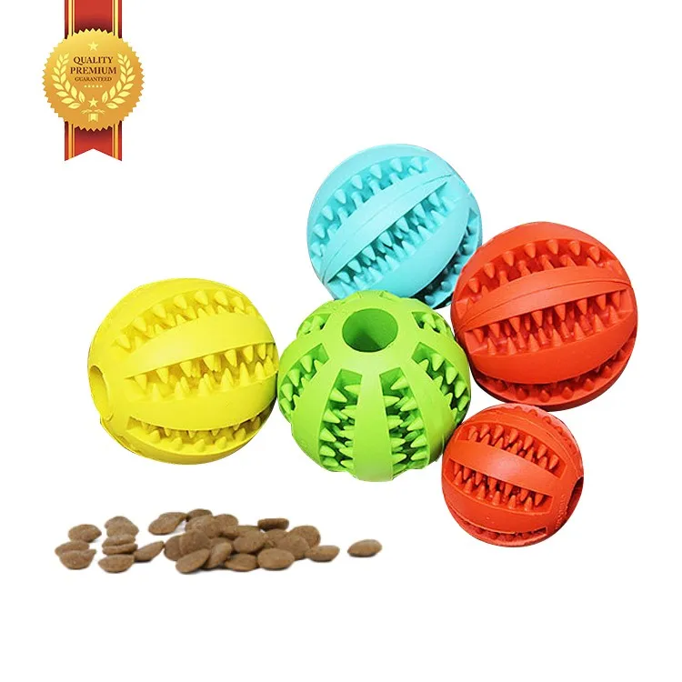 

A1 New Eco Treat Large Breed Toothbrush Natural Rubber Hide and Seek Aggressive Chewers Ball Dog Chew Toy, Red/blue/yellow/green