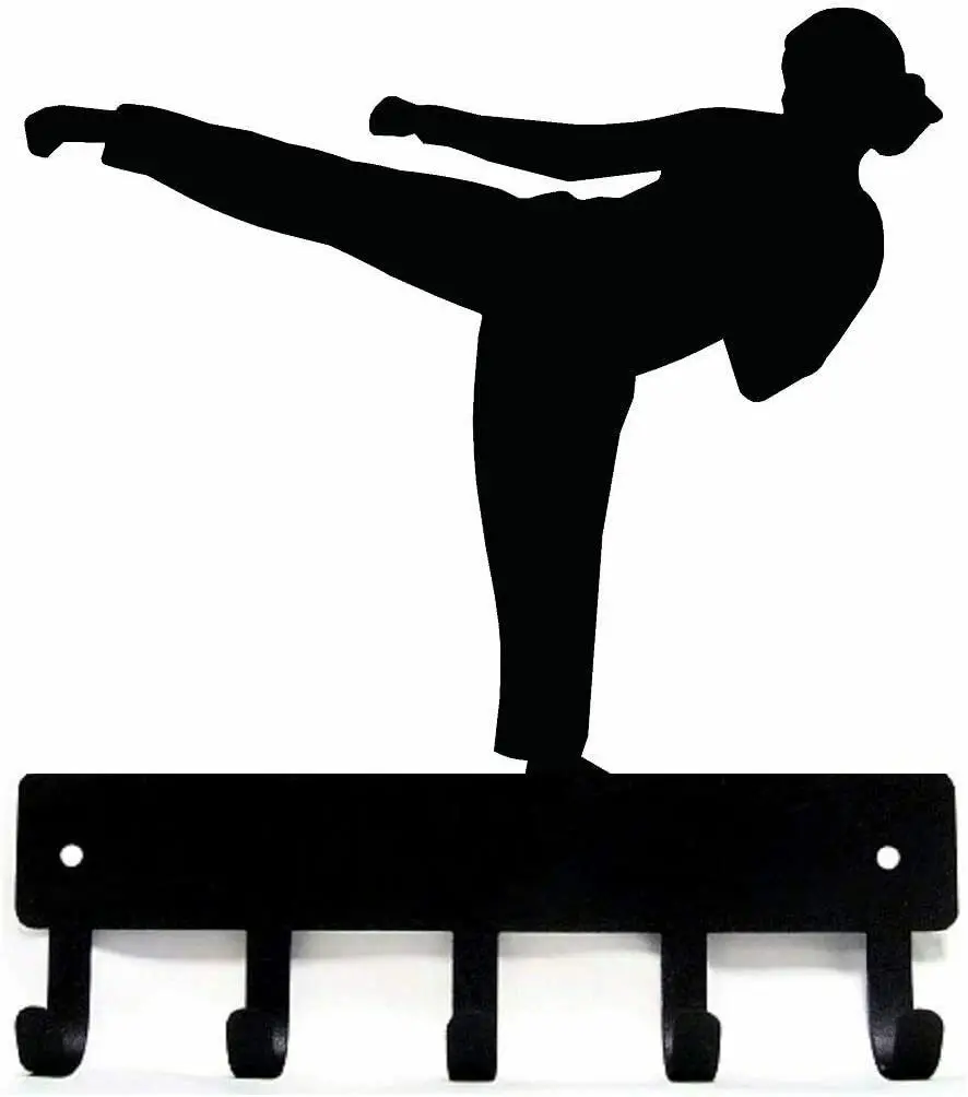 

Yinfa Karate Kick Female Sport - Key Hooks Holder - 6 Inch/9 Inch Wide Metal Wall Art TY2185