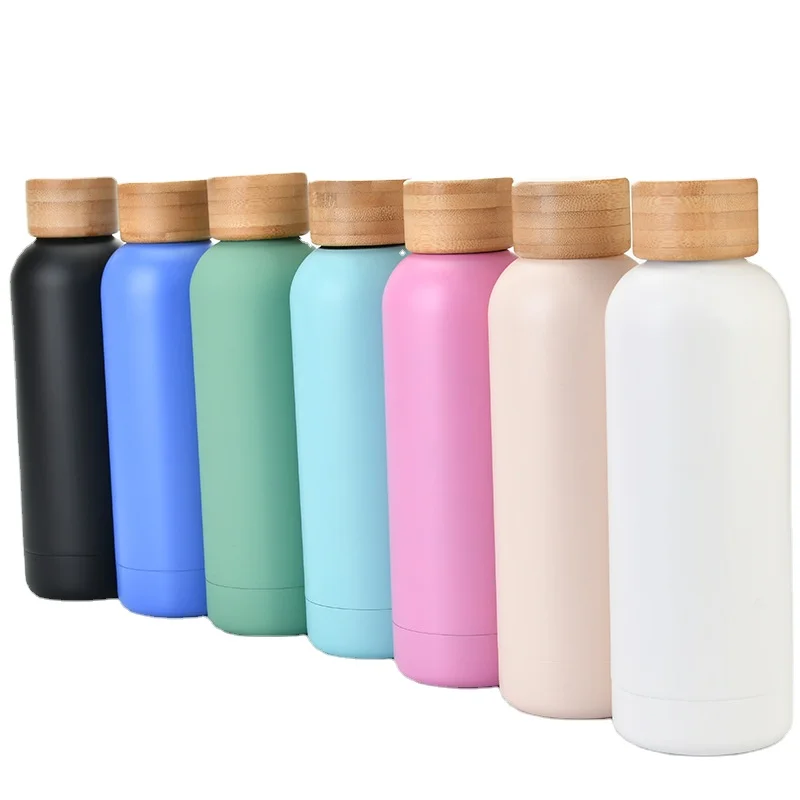

Eco friendly recycled double wall vacuum insulated stainless steel custom water bottles with bamboo lids outdoor sports bottle, Customized colors acceptable