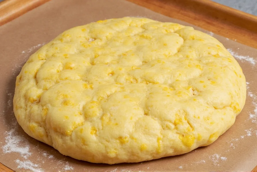 Homemade pizza with golden crust on baking stone