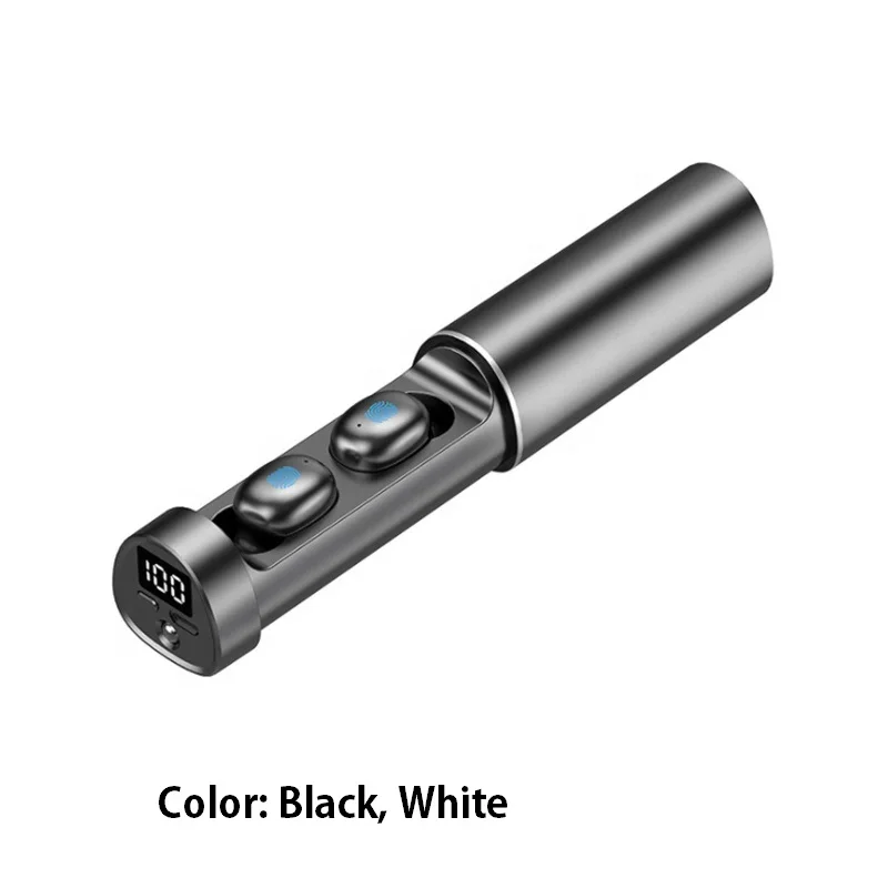 

Wholesale LED Screen Power Display and flashlight function Wireless Earphone N21 TWS 5.2 Blue-tooth Earphone Sport headphone, Black, white