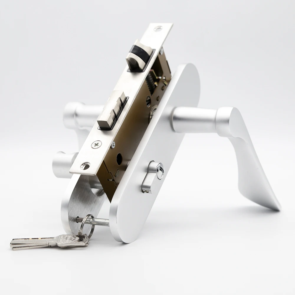 

Modern Simple Aluminum Silver Panel Bedroom Panel Lock Set