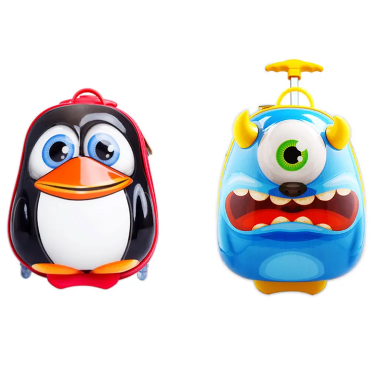 

Wholesale Stock Goods 14 inch Outdoor Durable Fashion Cute Cartoon Kid Trolley Travel Bag With 2 Flash Wheels, Blue