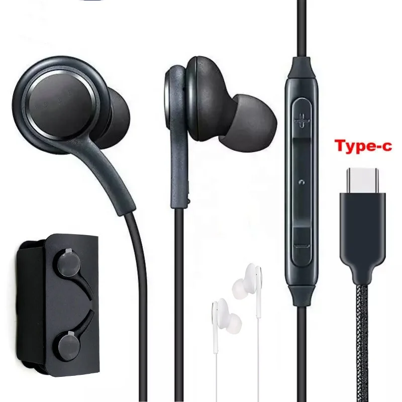 

High quality type c in-ear headphones with wired microphone for Samsung Galaxy s21 s20 note10 AKG Earphone