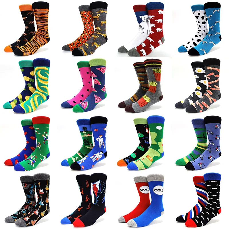 

Asymmetric Happy Funny Socks cotton men tube crew designer meias ankle anime AB cartoon socks, Custom color