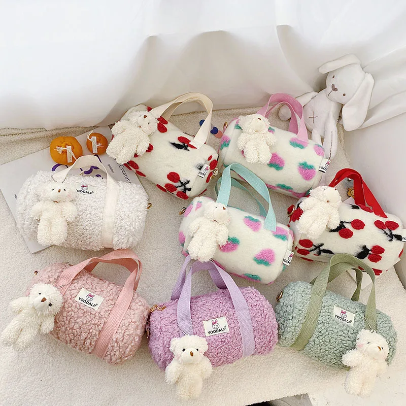 

Kids Bags Cute Handbag Fashion Lamb Wool Sweet Style Mini Crossbody Messenger Bag