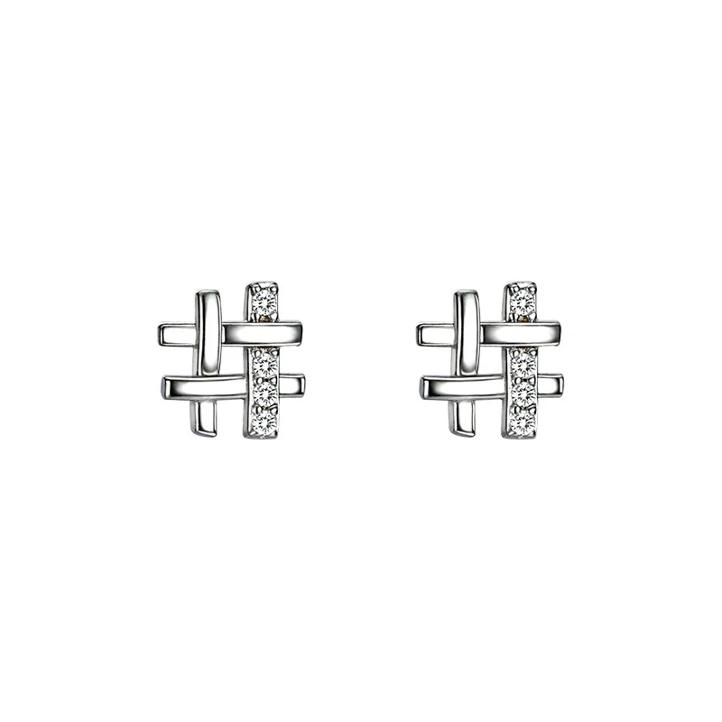 925 Sterling Silver Geometry Crystal Earrings Women Simple Fashion Wedding Jewelry Accessories