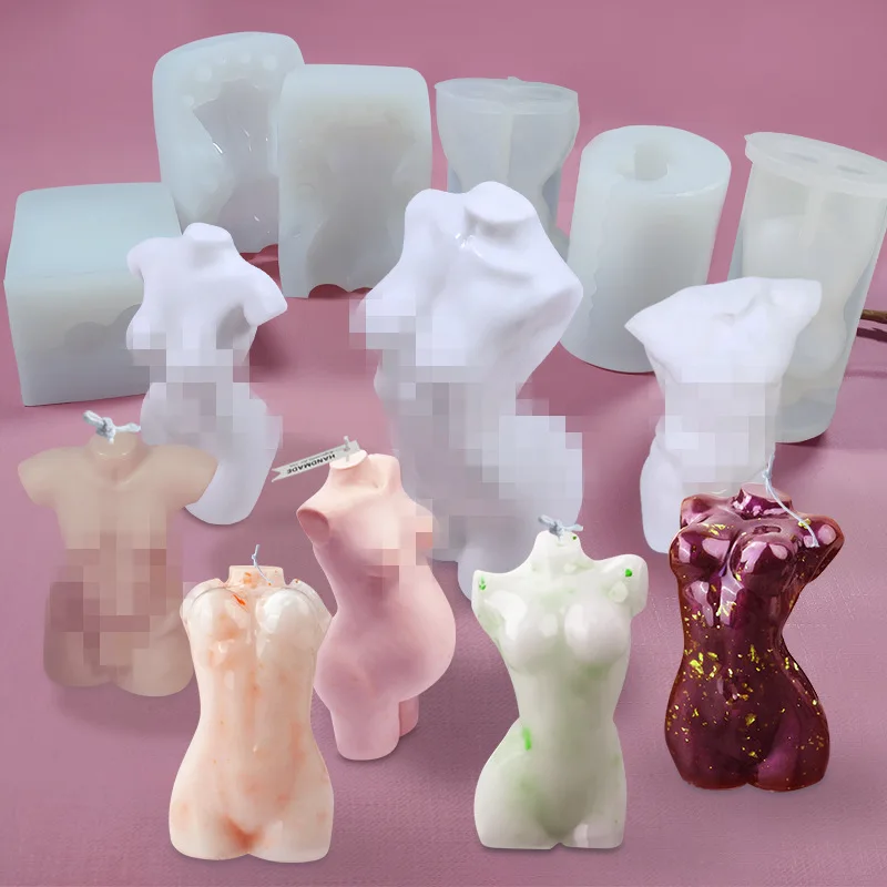 

3D Different Types Resin Male Female Man Woman Human Shape Curvy Naked Plump Large Fat Mini Mould Silicone Body Wax Candle Mold, White