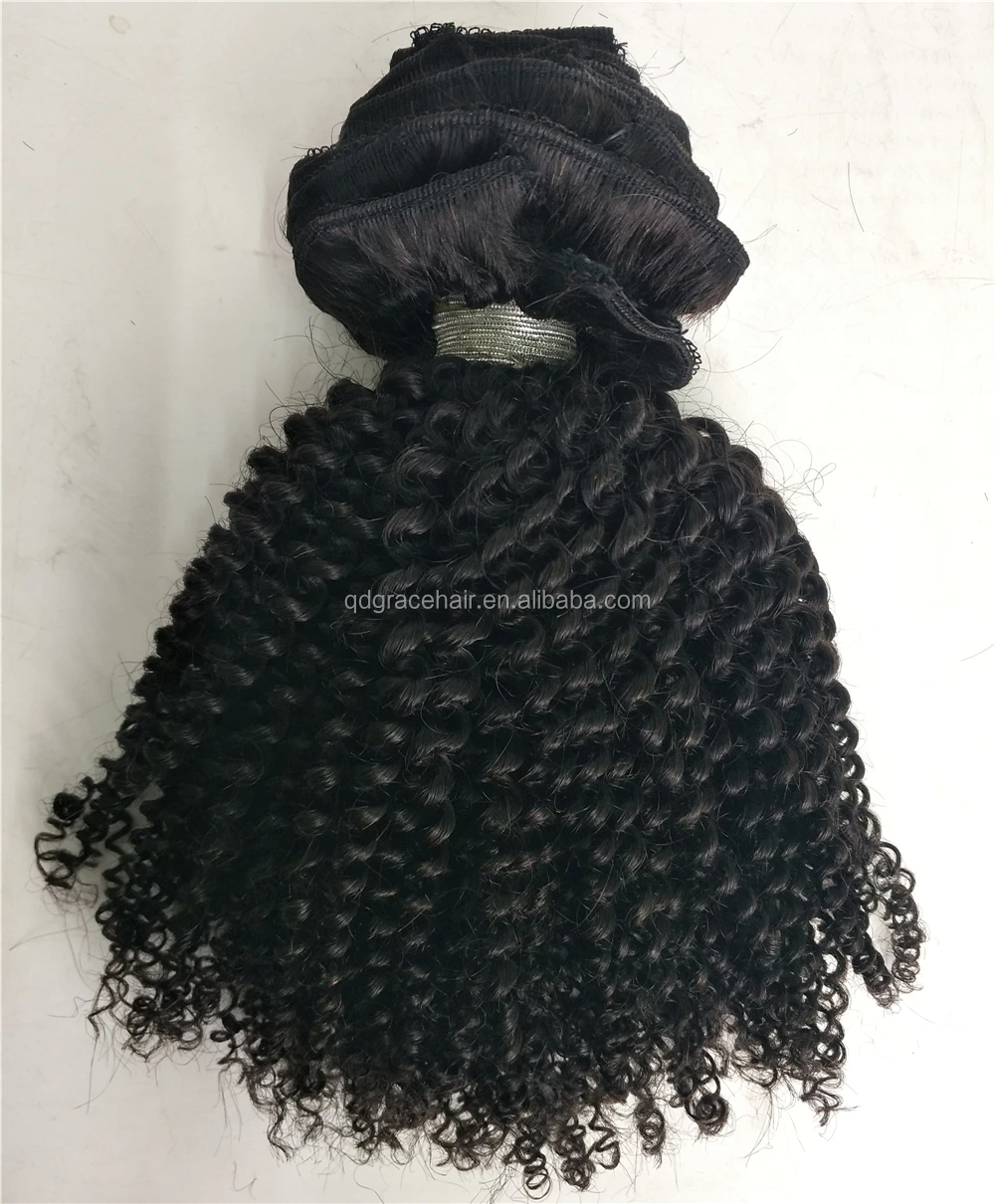 Clips-in Extension set Luxury grade curly human hair weave bundle virgin hair clip afro kinky curly wavy