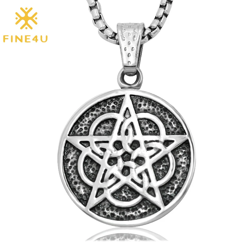 

Retro new punk style Solomon pentagram star charms mens hip hop stainless steel pendant