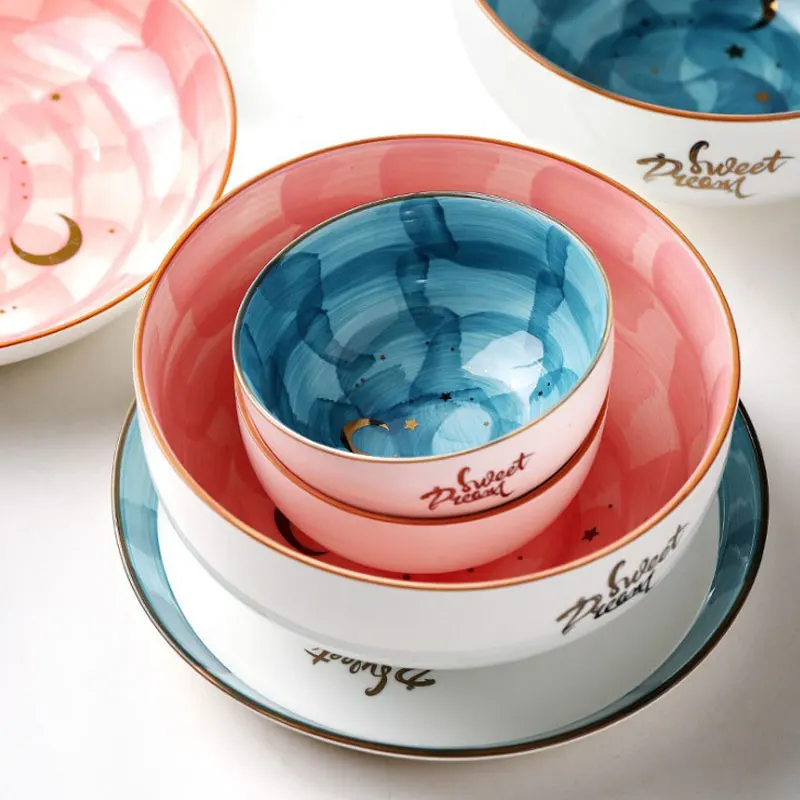 Colorful Fine Kitchenware Ceramic Painting Dinnerware Sets For Home Restaurant