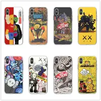 

fashion kaws mobile phone case smart phone transparent TPU soft shell anti-fall cover for Apple 7plus xs max