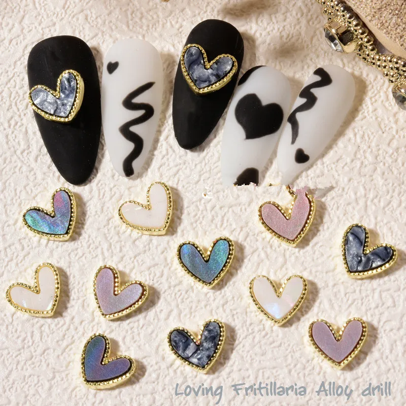 

2021 The latest Manicure Alloy Love Heart Valentine's Day Nail Jewelry Alloy Diamond 3d charm nail, Shimmer