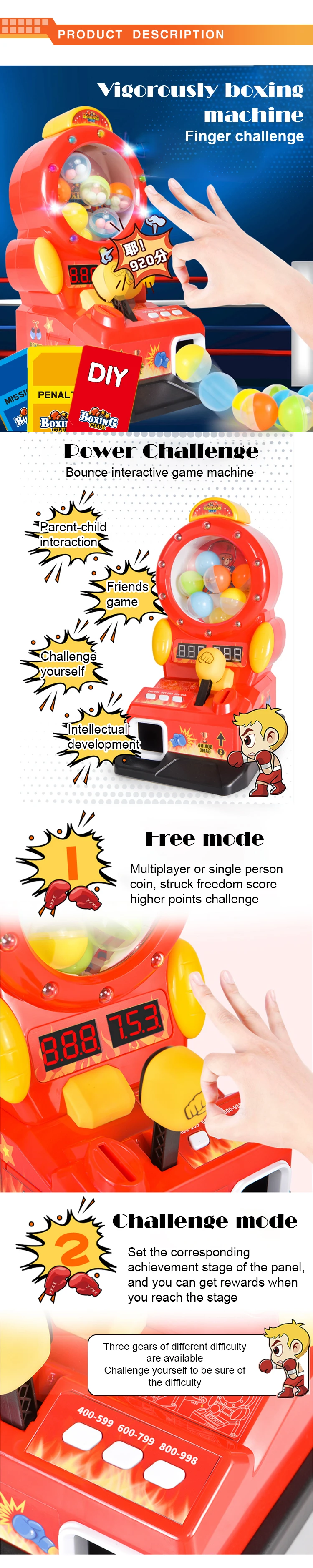 Wholesale kids desktop boxing game machine toy electric finger toy with sound and light