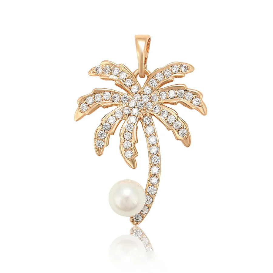 

35317 xuping jewelry creative design holiday style coconut tree full diamond 18K gold-plated pearl pendant