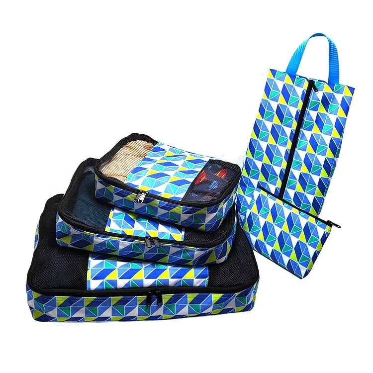 
Hot selling Printed Oxford and mesh travel makeup bag Storage and Travel bag 