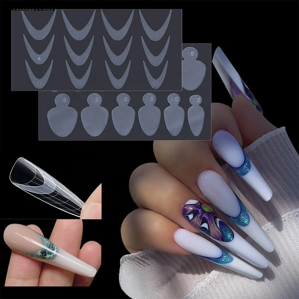 

Nail Tips Extension Model Finger Poly Quick Building Extension Mold 12 Styles False Nail Upper Plastic French Nail Form