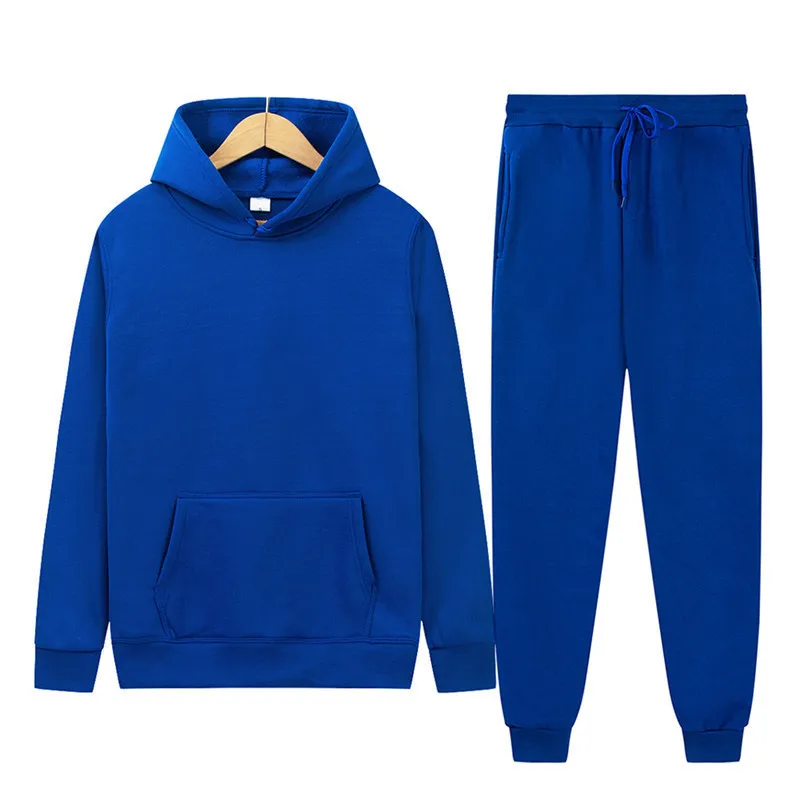 

Customized Sports Sweater Men And Women Suit Solid Color Fleece Hoodie And Trousers, Customized color