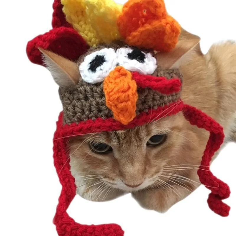 

Cat Hair Accessories Headdress Holiday party Halloween handmade pet hat Funny Turkey cat dog hat, As shown in details