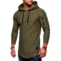 

Wholesale Custom New Fashion Men Solid Color Arm Zipper Long sleeve Hoodies Outdoor Sports Casual Tops T-shirt Hoodies