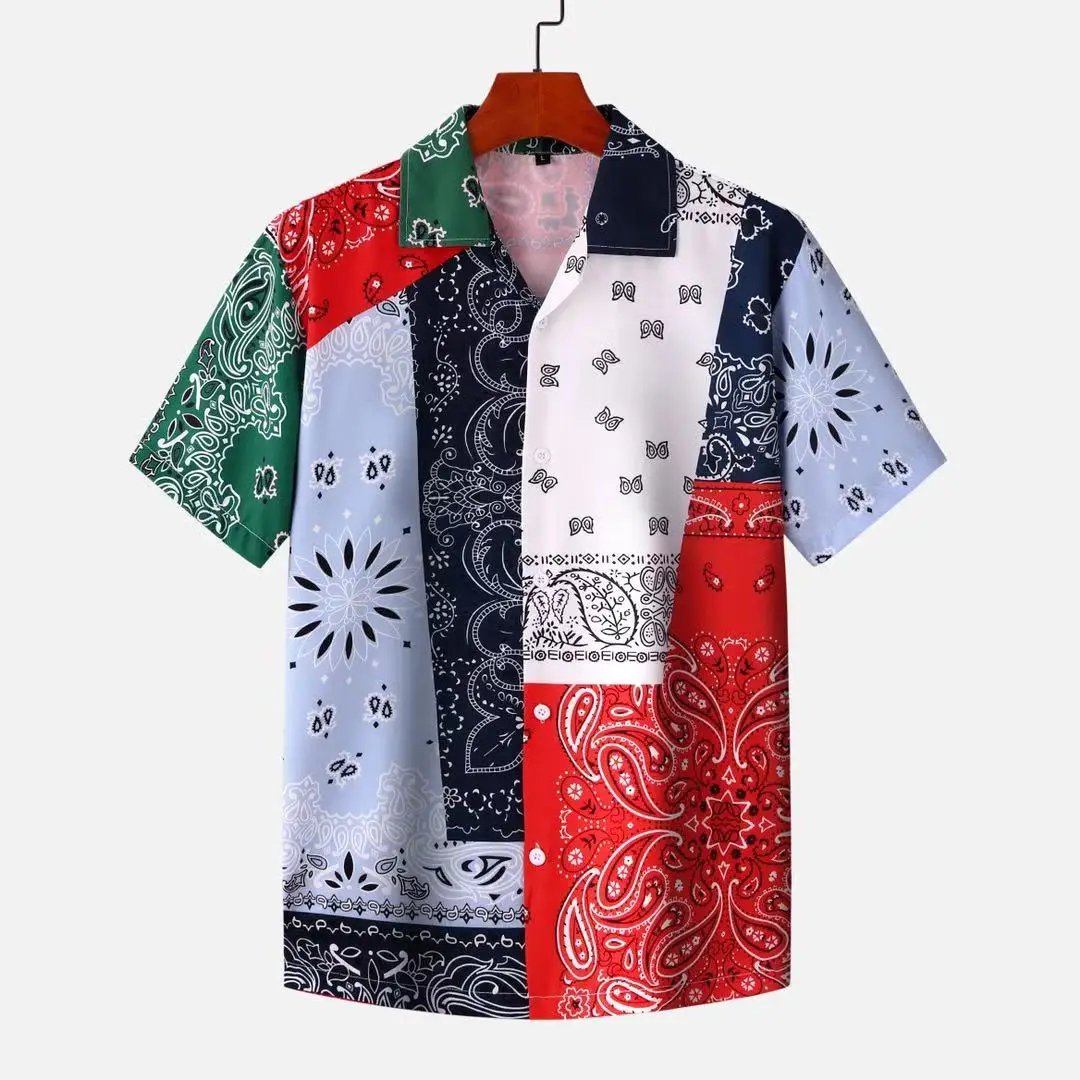 

Hip Hop Men's Fashipn Street Wear Shorrt Sleeve Loose Hawaii Beach Shirts