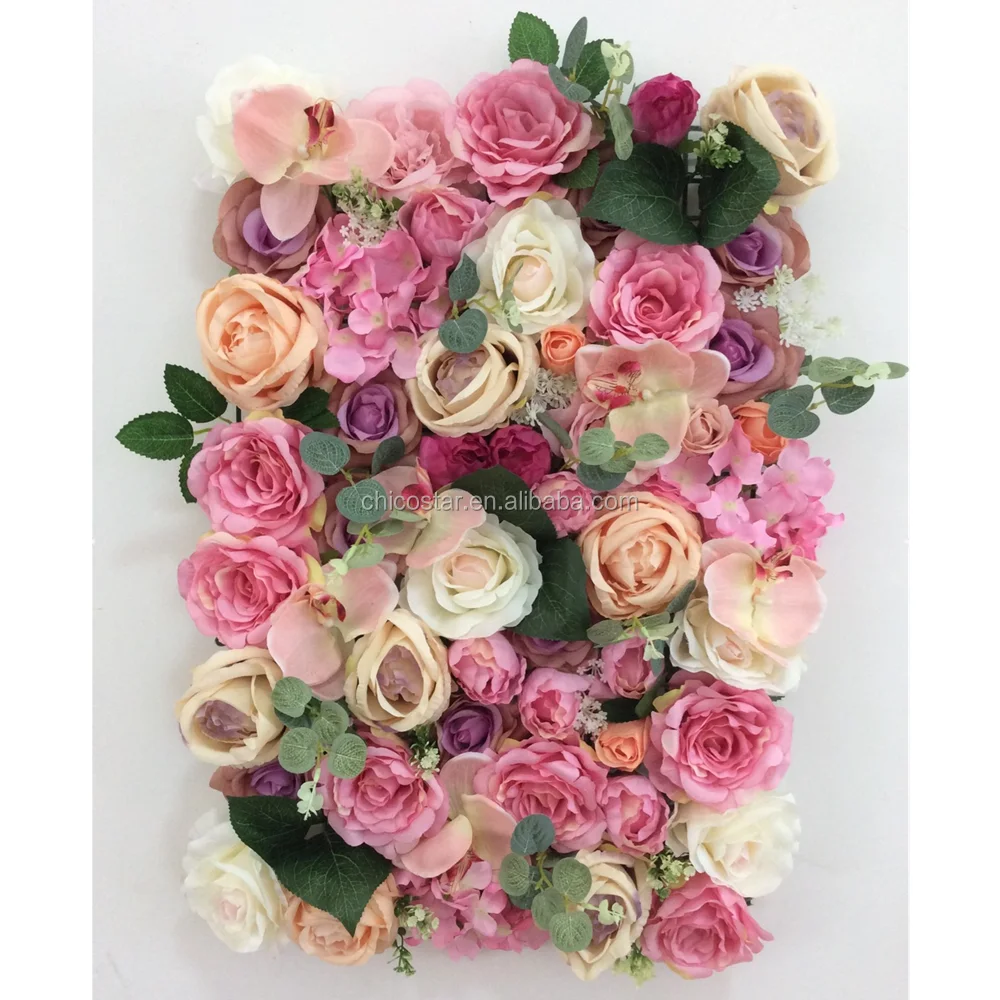 

3D Effect Wedding Decoration Silk Roses Flower wall panels Wedding Party Backdrop flower wall, Pink