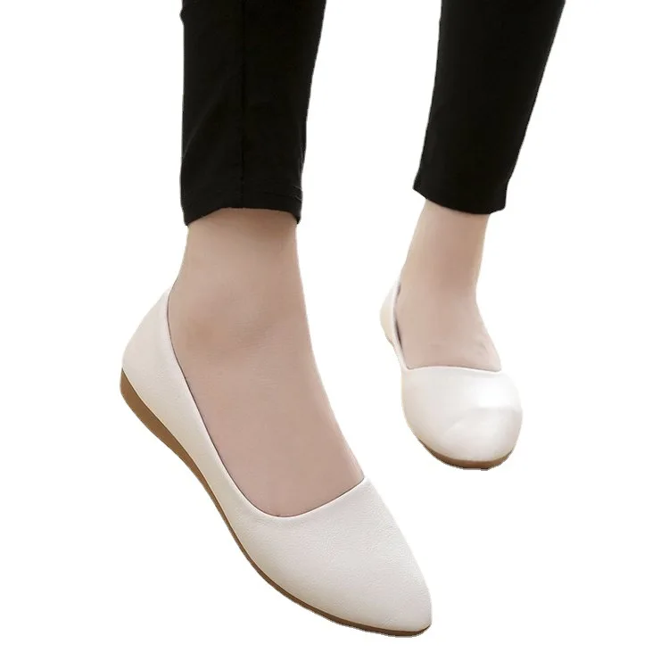 

SP271 Pointed toe single women's dress shoes comfortable flat soft sole rubber office shoes for women, Pictures shown
