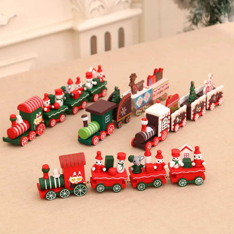 

New Christmas decorations Christmas wooden small train window decorations Christmas gifts