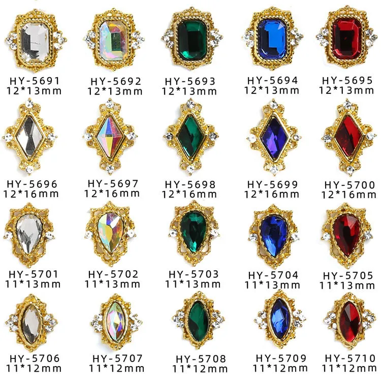 

Nail Art Rhinestones DIY Alloy Crystal Stones Nail Design Glass Rhinestones For Charms 3D Nail Art Decorations