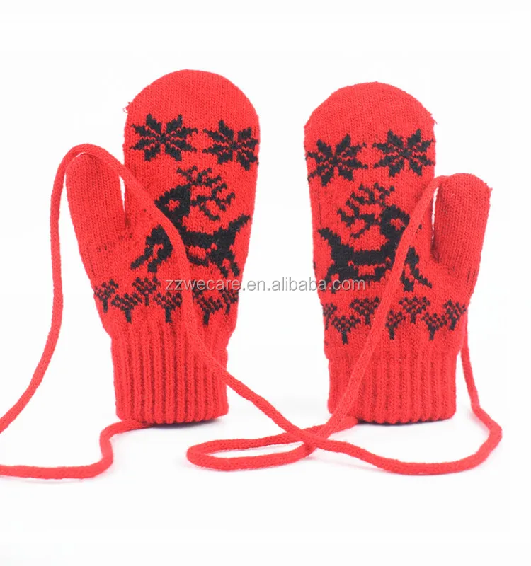 girls red mittens
