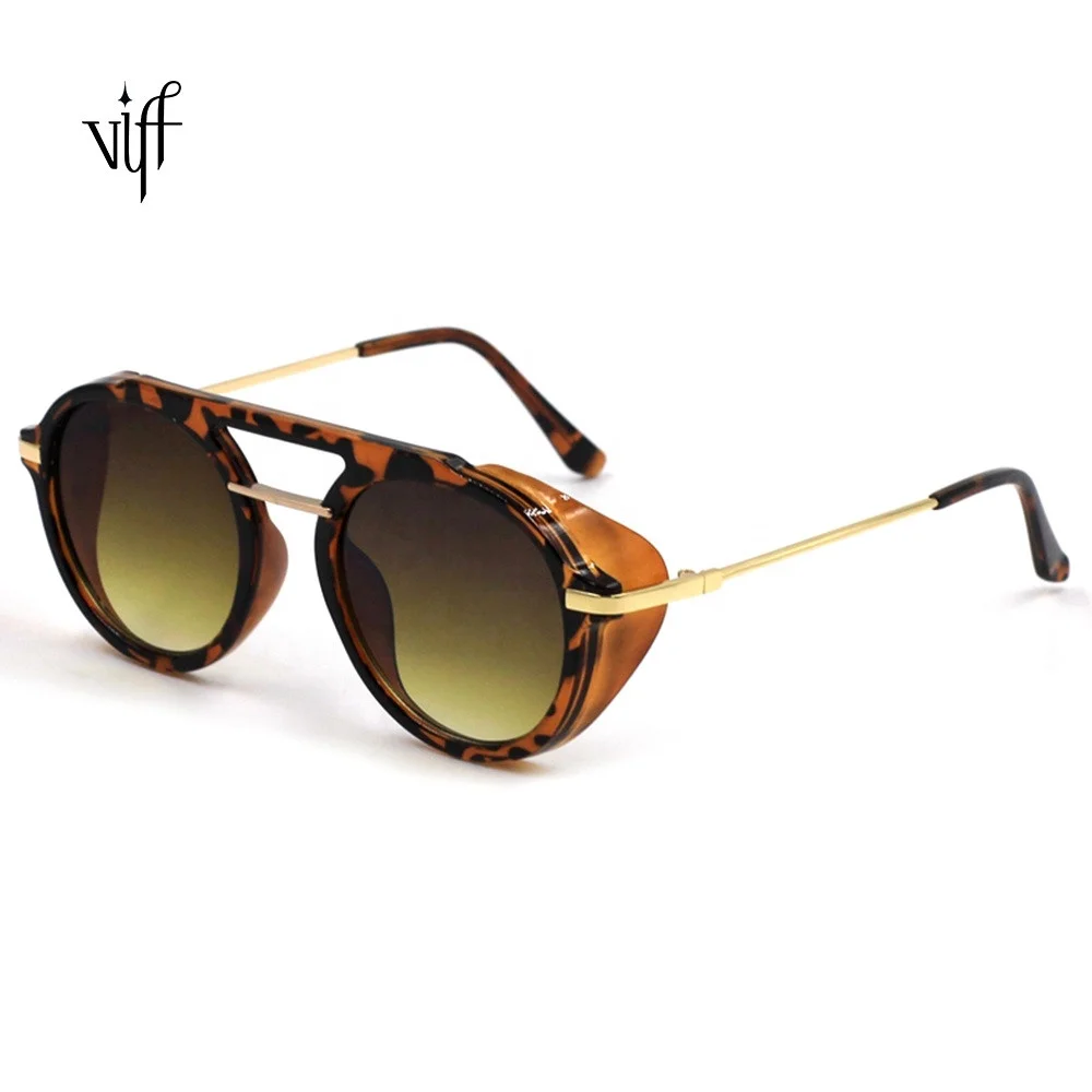 

VIFF Steam Punk Vintage Men Shades HP20063 Plastic Frame Designer Round Sunglasses Manufacturer, Multi and oem