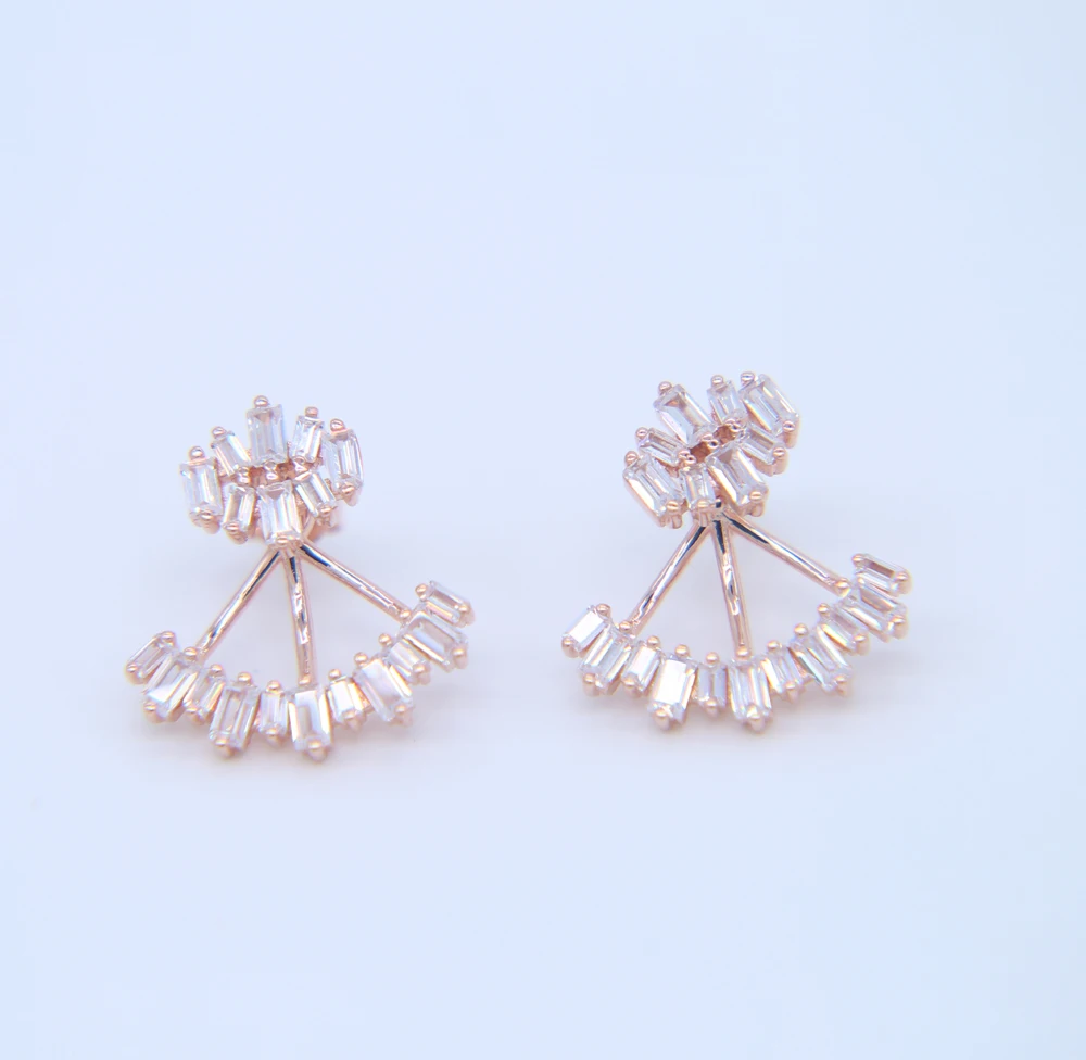 

high quality fashion european styled micro paving cubic zircon ear jacket big full diamond fashion gold earrings, As pic. or according to the customer's requirement