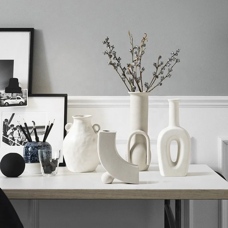 

Ceramic Flower Vases Nordic Home Decoration Ornaments White Plant Pot Art Decor Crafts Wedding Vase for Centerpieces