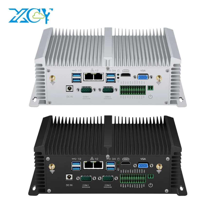 

Fanless Industrial PC Core i5 i7 8350U 7500U Mini Desktop Computer w/ 6*RS232 RS485 2*RJ45 2* RAM 2*SATA 1*mSATA WIFI GPIO USB