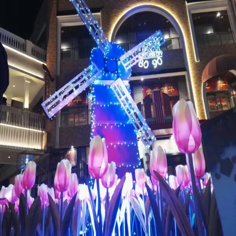 
Square landscape rose wheat ear flower sea light led outdoor waterproof wheat ear rose flower string holiday lighting 