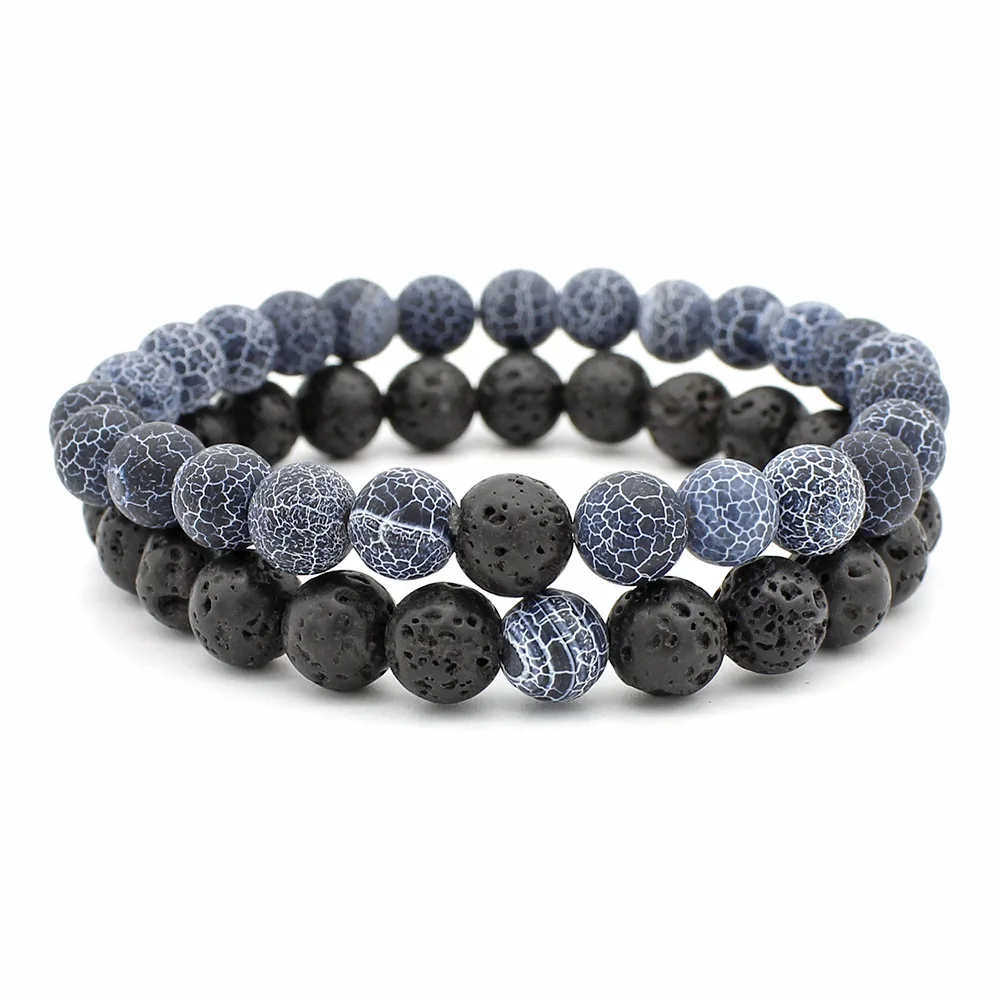 

Natural magnetic Couples Bracelets with 8mm Agate Tiger Eye Volcanic Rock Bead for couples Valentine's Day Gift