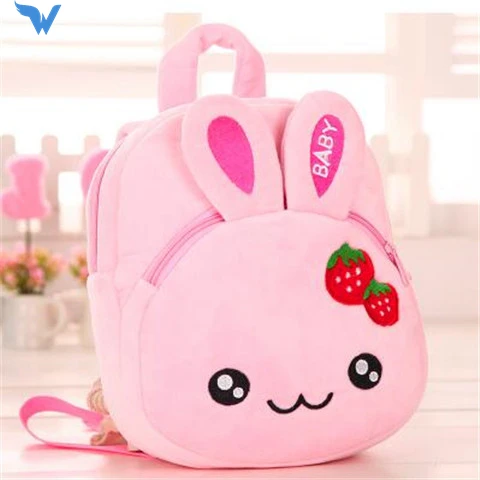 

Fashion carton kids blue pink redplush bunny backpack animal plush backpack for girls, Accept customized color