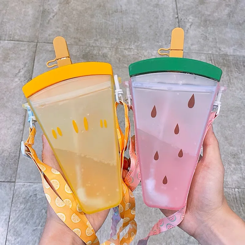 

2021 Summer 320ml Plastic Water Purse Bottles Watermelon Girls Cute Water Bottle Purses with Straw Small Cute Drink Cup Purse, Blue, yellow, pink, purple or customized